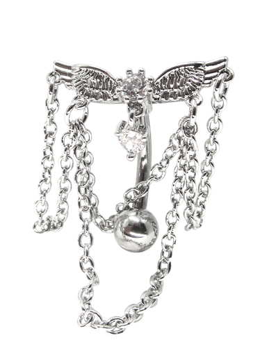 [2130101251464] RHODIUM PLATED BELLY PIERCING