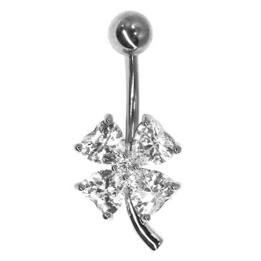 [2130101251488] RHODIUM PLATED BELLY PIERCING