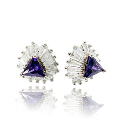 [210070008015] 18K WHITE GOLD PLATED EARRINGS