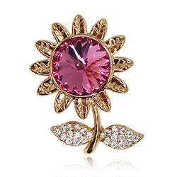 [214020005925] GOLD PLATED BROOCH "FLOWER"       